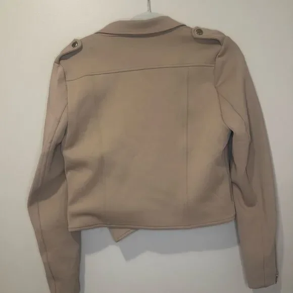 NWT Lulus Living On the Edge Taupe Moto Jacket | Small - Picture 5 of 8